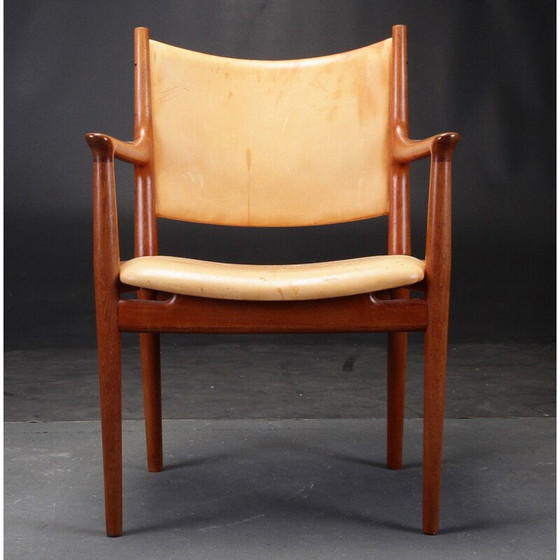 Image 1 of Vintage Wegner Fauteuil in Eik van Johannes Hansen inc. Herstoffering, 1960