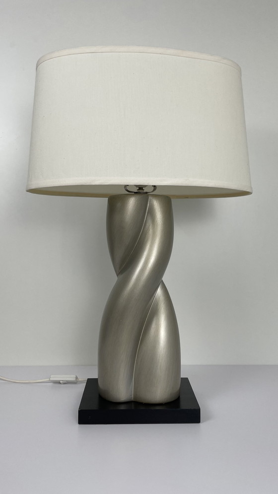 Image 1 of 2 x Swirl design / spiraal gedraaide lampen set zilver chroom