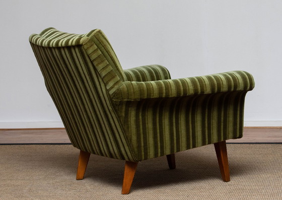 Image 1 of Vintage Groene Velourse Fauteuil