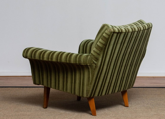 Image 1 of Vintage Groene Velourse Fauteuil