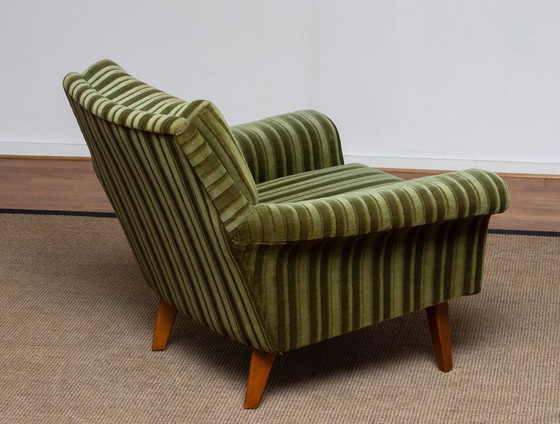 Image 1 of Vintage Groene Velourse Fauteuil