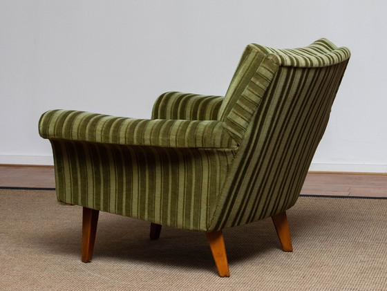 Image 1 of Vintage Groene Velourse Fauteuil