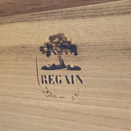 Image 1 of Vintage salontafel in massief iepenhout en keramische tegels