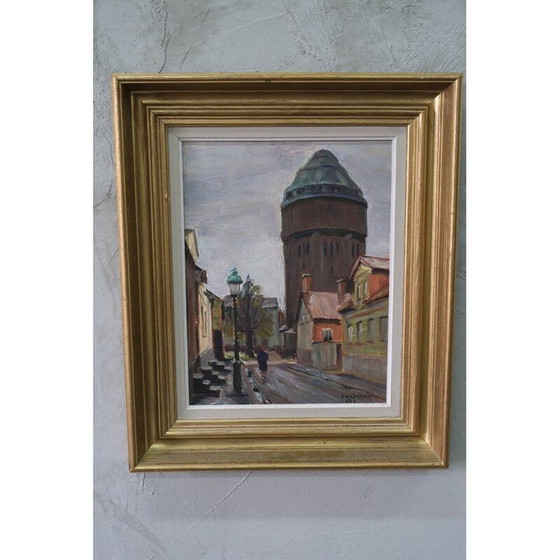 Image 1 of Modern vintage olieverfschilderij van Carl Oscar Larsson, Zweden 1956