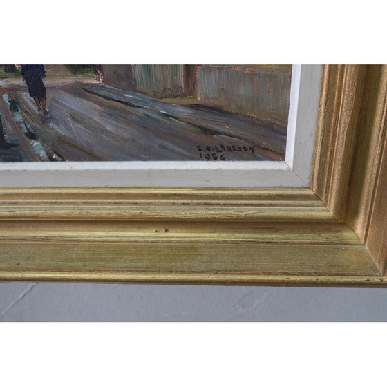 Image 1 of Modern vintage olieverfschilderij van Carl Oscar Larsson, Zweden 1956