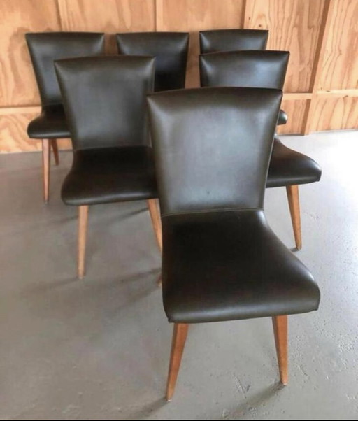 6x Midcentury dining chairs C.J. Van Os Culemborg  1960s