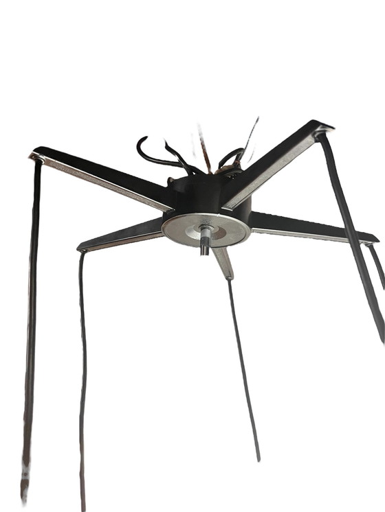 Image 1 of Mid Century cascadelamp van Baum Leuchten Neheim Hüsten met het artikelnummer 8000/5. 5 lichtpunten gemaakt van teakhout, glas