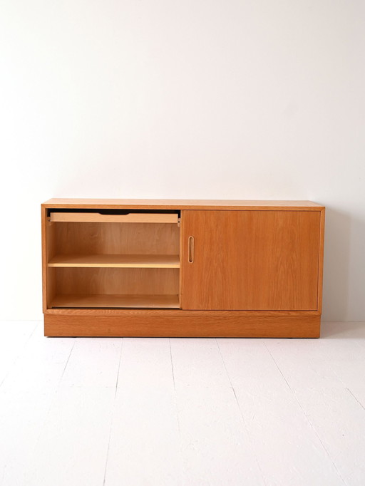 1960S Scandinavische teakhouten modulaire boekenkast met schuifdeuren en open schappen