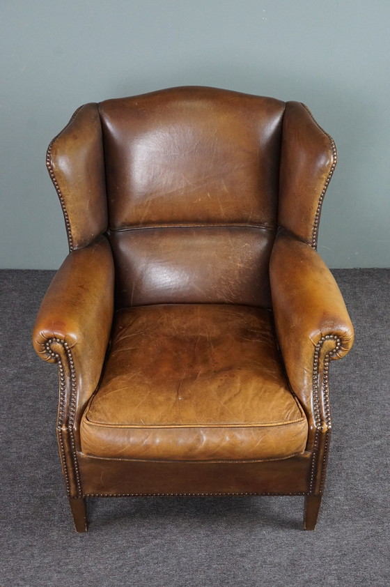 Image 1 of Klassieke schapenleren oorfauteuil