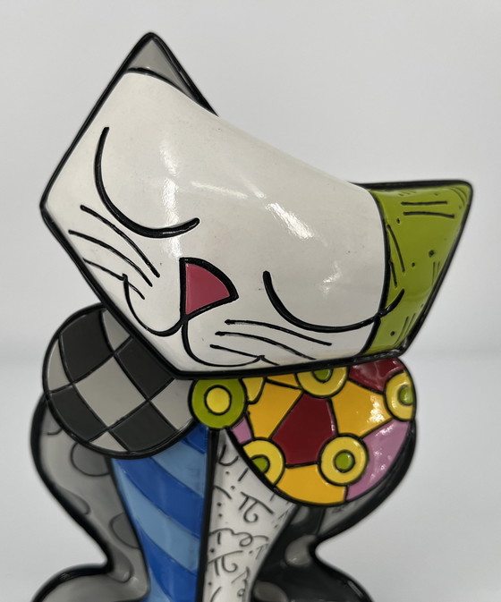 Image 1 of Limited Edition Romero Britto "Happy Cat" figuur met handtekening en markering