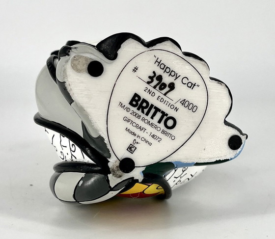 Image 1 of Limited Edition Romero Britto "Happy Cat" figuur met handtekening en markering