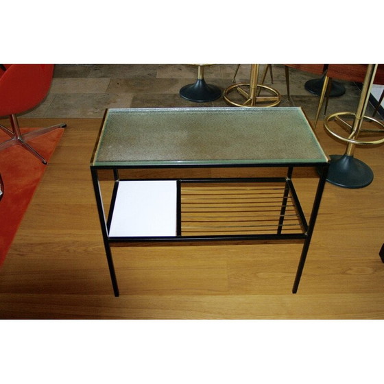 Image 1 of Vintage bijzettafel van staal en messing 1950