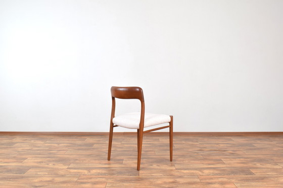 Image 1 of Mid Century Deense Teak & Wollen Eetkamerstoelen Model 75 Door N. O. Møller Voor J.L. Møllers, 1960S, Set Van 4