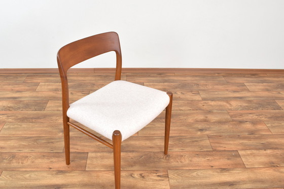 Image 1 of Mid Century Deense Teak & Wollen Eetkamerstoelen Model 75 Door N. O. Møller Voor J.L. Møllers, 1960S, Set Van 4