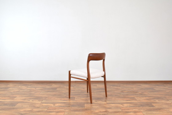 Image 1 of Mid Century Deense Teak & Wollen Eetkamerstoelen Model 75 Door N. O. Møller Voor J.L. Møllers, 1960S, Set Van 4