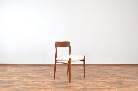 Image 1 of Mid Century Deense Teak & Wollen Eetkamerstoelen Model 75 Door N. O. Møller Voor J.L. Møllers, 1960S, Set Van 4