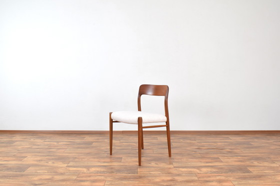 Image 1 of Mid Century Deense Teak & Wollen Eetkamerstoelen Model 75 Door N. O. Møller Voor J.L. Møllers, 1960S, Set Van 4