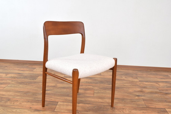 Image 1 of Mid Century Deense Teak & Wollen Eetkamerstoelen Model 75 Door N. O. Møller Voor J.L. Møllers, 1960S, Set Van 4