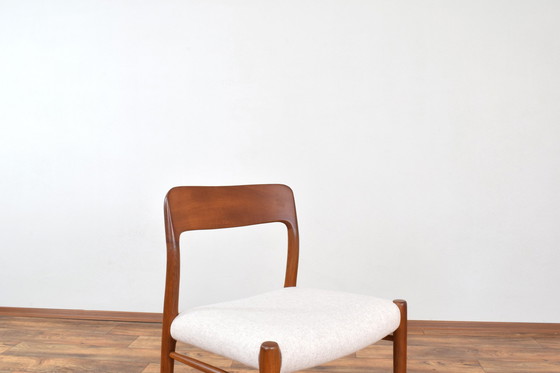 Image 1 of Mid Century Deense Teak & Wollen Eetkamerstoelen Model 75 Door N. O. Møller Voor J.L. Møllers, 1960S, Set Van 4