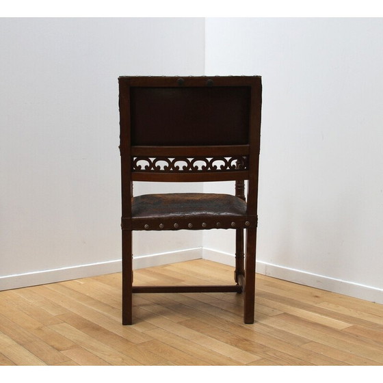 Image 1 of Paar vintage fauteuils van walnoothout en leer