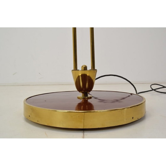 Image 1 of Vintage art deco vloerlamp van messing en opaalglas, Tsjechoslowakije 1940