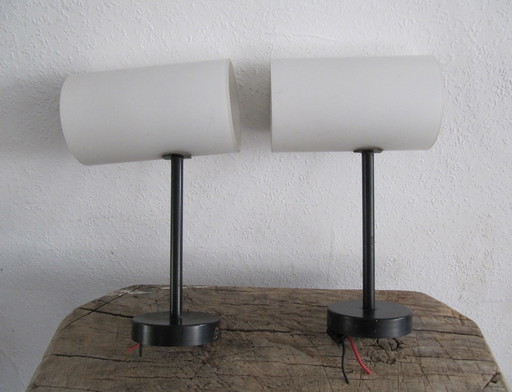 2X Wandlamp Zweeds Design Melkglazen Kap Jaren 50-60