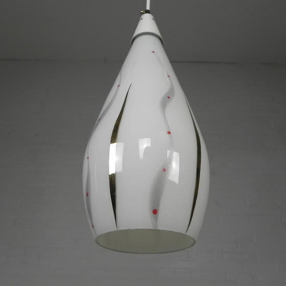 Image 1 of Vintage hanglamp met glazen kap, jaren 50