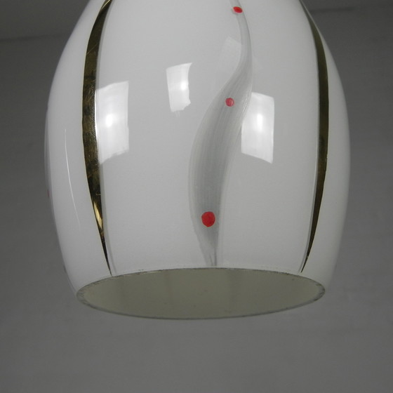 Image 1 of Vintage hanglamp met glazen kap, jaren 50