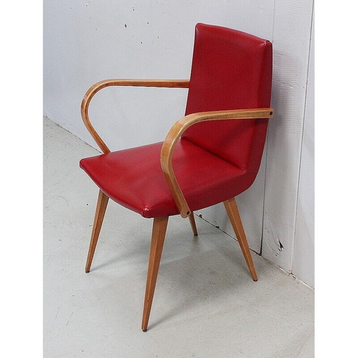 Vintage fauteuil in licht beukenhout naturel, 1950