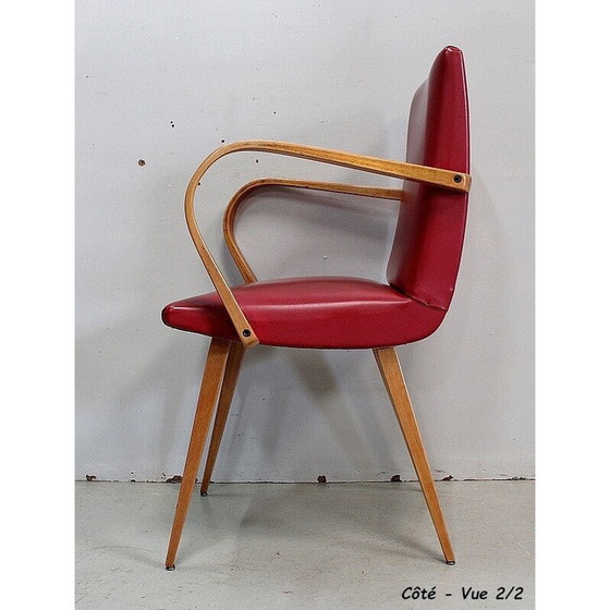 Image 1 of Vintage fauteuil in licht beukenhout naturel, 1950