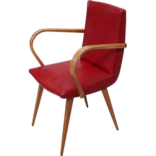 Vintage fauteuil in licht beukenhout naturel, 1950