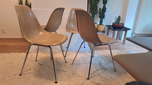 4X Eames Herman Miller Dsx Fiberglass Stoelen