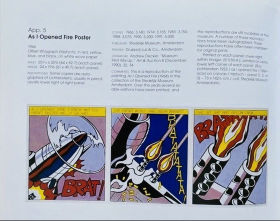 Image 1 of Roy Lichtenstein: Triptychon As I Opened Fire. Edition Stedelijk Museum Amsterdam 1964.