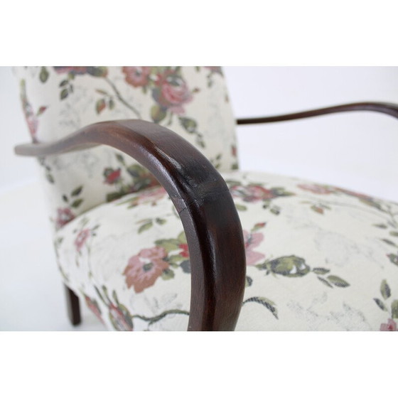 Image 1 of Paar vintage fauteuils in gebeitst beukenhout, Tsjecho-Slowakije 1960