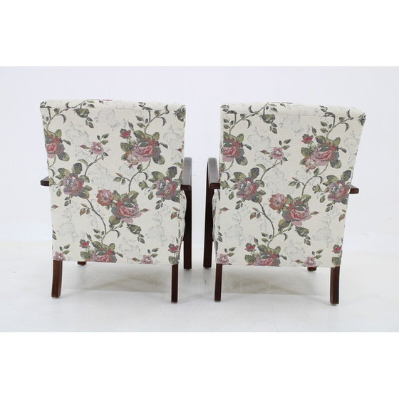 Image 1 of Paar vintage fauteuils in gebeitst beukenhout, Tsjecho-Slowakije 1960