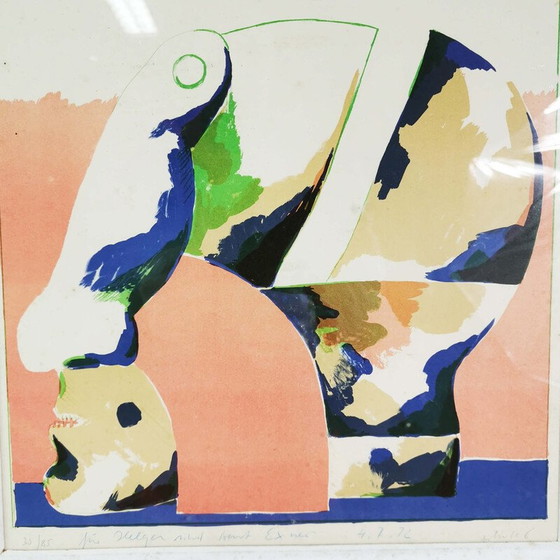 Image 1 of Kleurenlitho "Portret van een hoofd" door Horst Antes, Duitsland 1970