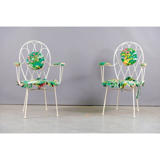 Paar vintage stoelen van blik, Duitsland 1960