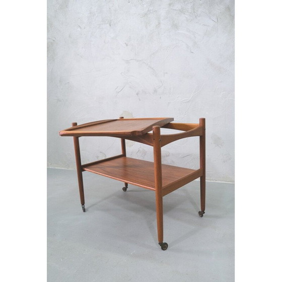 Image 1 of Vintage teakhouten bar trolley van Poul Hundevad, Deens 1960