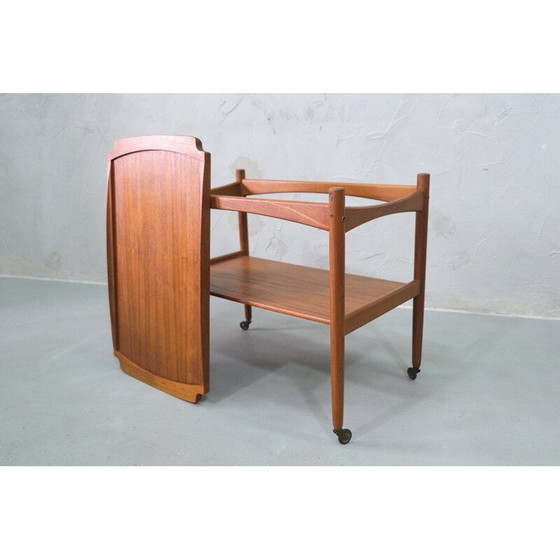 Image 1 of Vintage teakhouten bar trolley van Poul Hundevad, Deens 1960