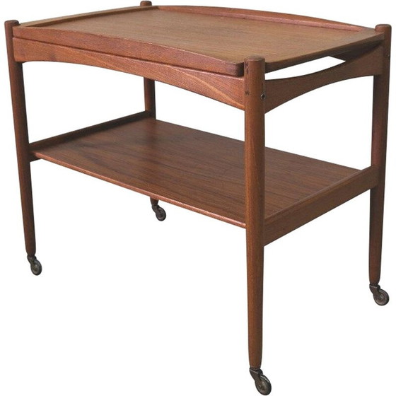 Image 1 of Vintage teakhouten bar trolley van Poul Hundevad, Deens 1960