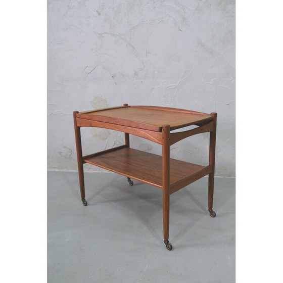 Image 1 of Vintage teakhouten bar trolley van Poul Hundevad, Deens 1960