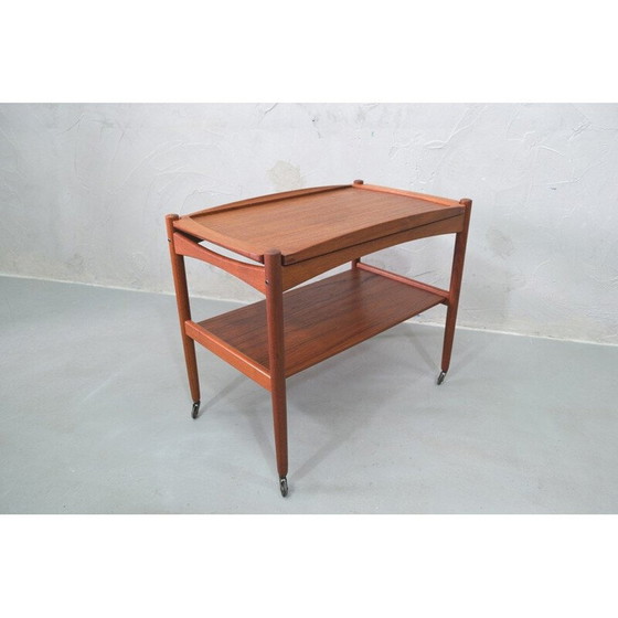 Image 1 of Vintage teakhouten bar trolley van Poul Hundevad, Deens 1960