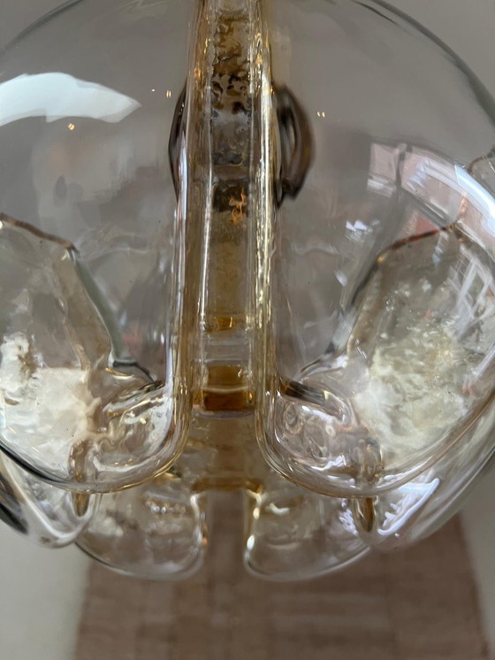 Image 1 of Vintage Murano Bollamp Mazzega Amberkleurig Glas Met Goud