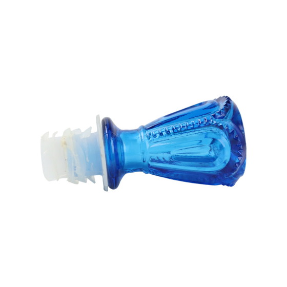 Image 1 of Vintage Karaf Kobalt BLauw Glas LE Smith Glass Co Maan Sterren Sixties VS 32cm