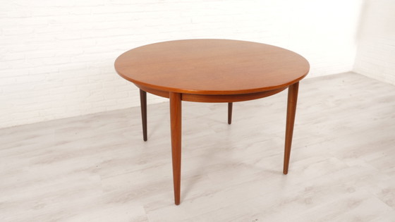 Image 1 of Vintage Eettafel | Rond | Teak | Uitschuifbaar | 114 Cm