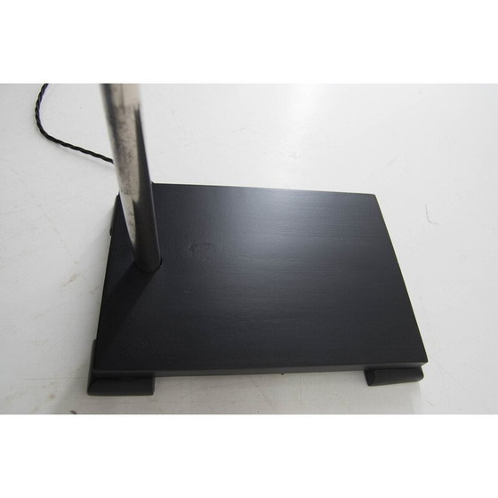 Image 1 of Vintage functionalistische verstelbare vloerlamp in hout, nikkel en opaline glas, jaren 1930