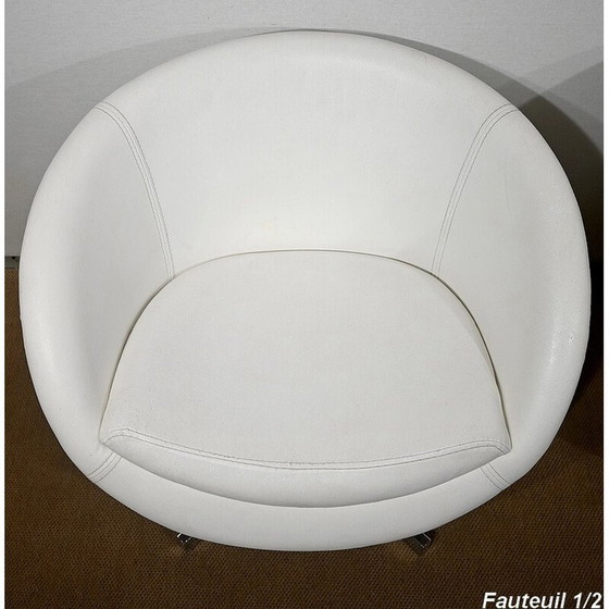 Image 1 of Paar vintage kunstleren bolstoelen van Carlo Bimbi, Italië 1970