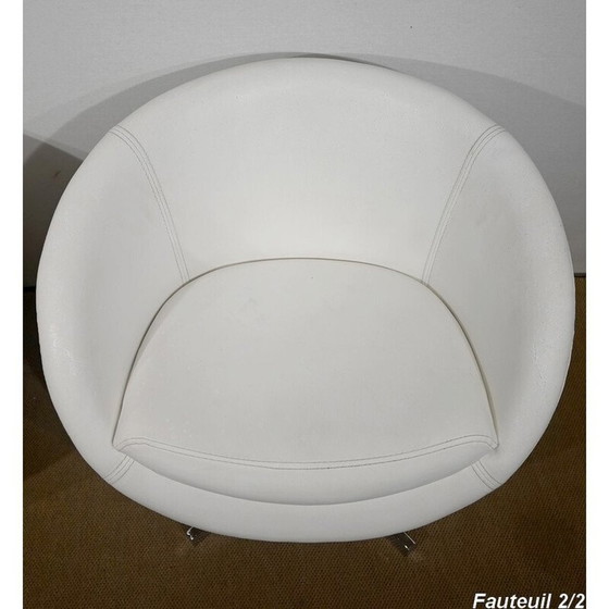 Image 1 of Paar vintage kunstleren bolstoelen van Carlo Bimbi, Italië 1970