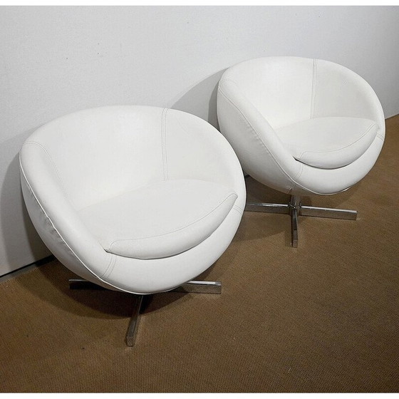 Image 1 of Paar vintage kunstleren bolstoelen van Carlo Bimbi, Italië 1970