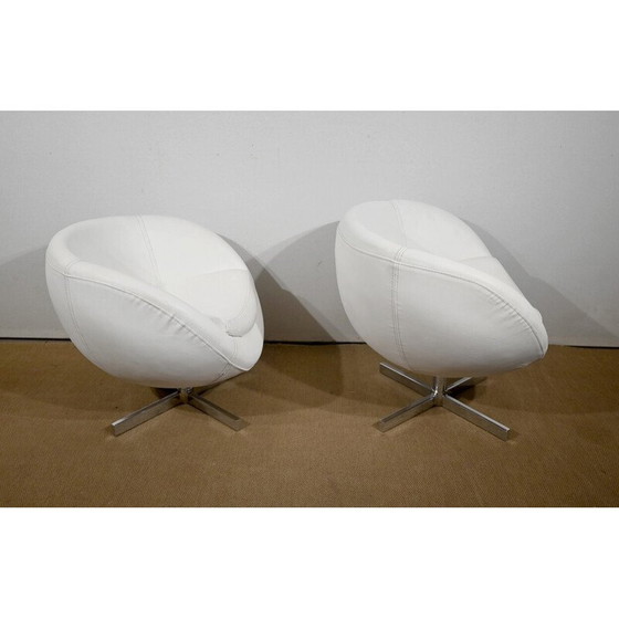 Image 1 of Paar vintage kunstleren bolstoelen van Carlo Bimbi, Italië 1970